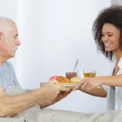 woman serving a meal